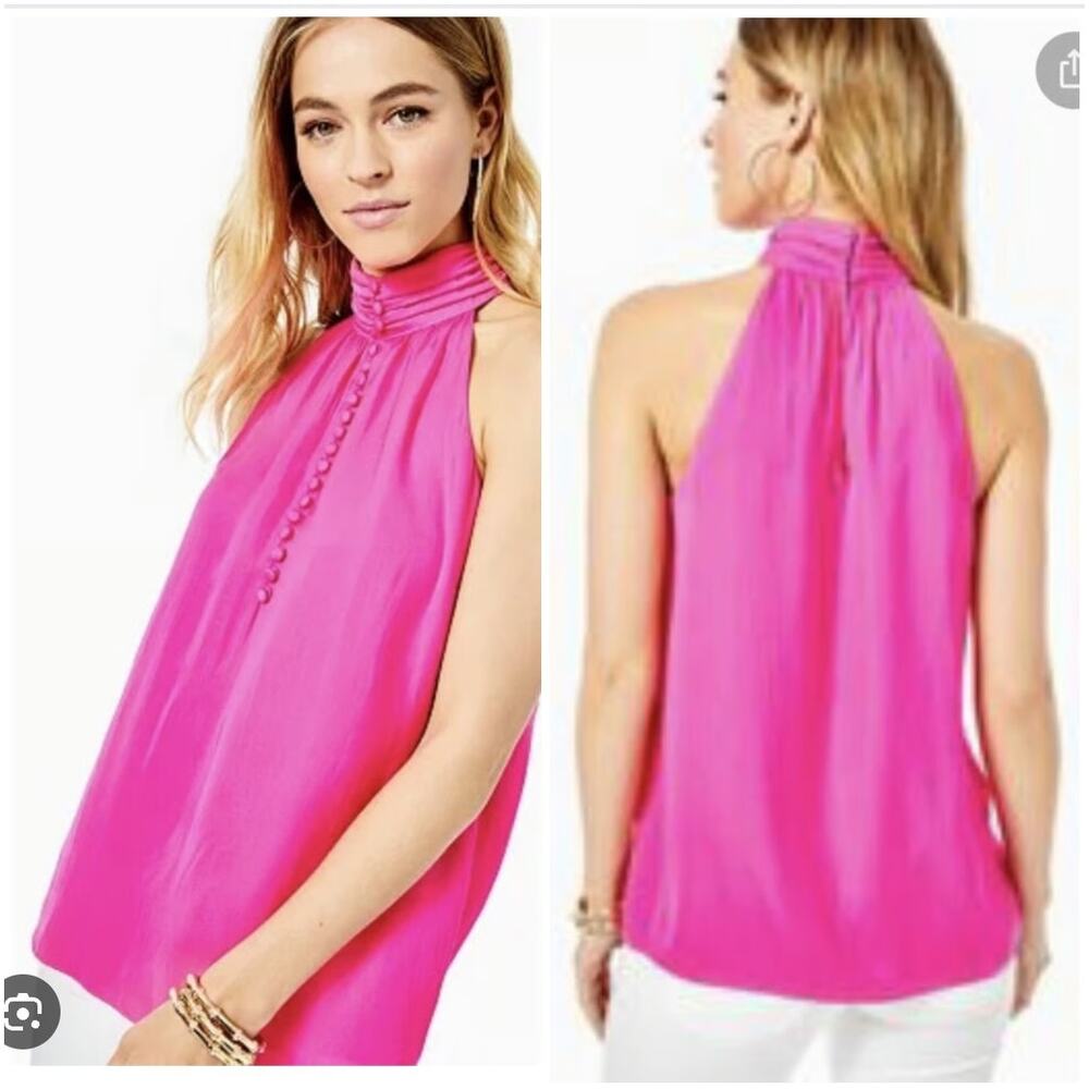 Lilly Pulitzer Kristine Halter top in Pink Tango Sz S